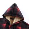 Plaid Hooded Fleece Jacket Men Warm Loose Fit Casual Outdoor Winter Coat