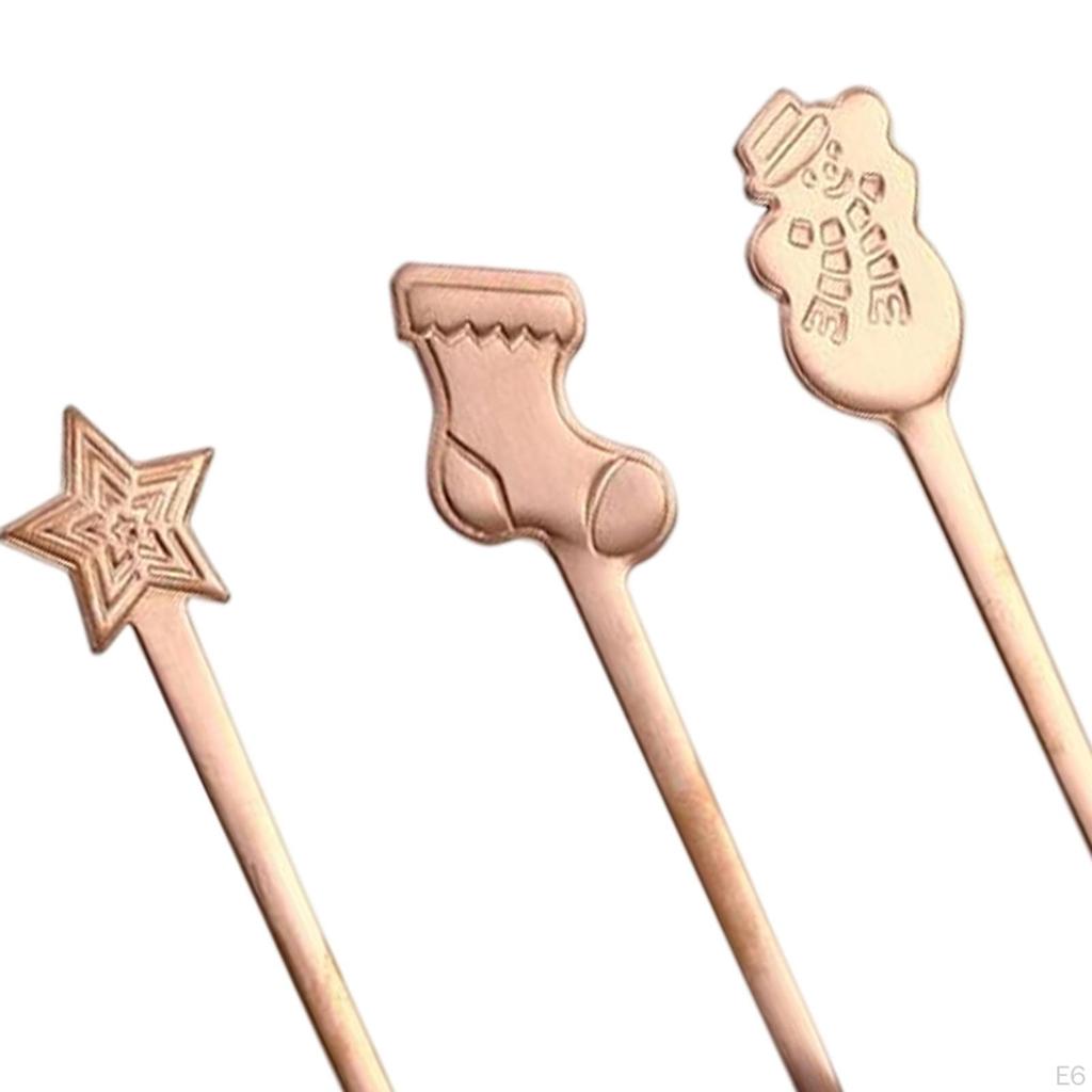 4 Pieces Long Christmas Metal Spoons Set Dessert for Latte Coffee Macchiato