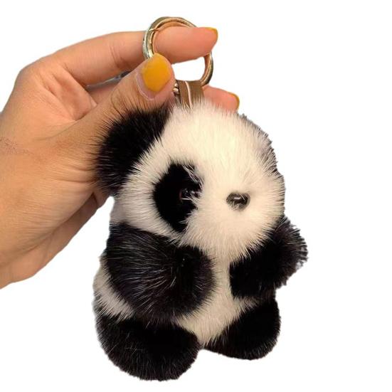 1/2Pcs Plush Panda Keychain Pendant Wallet Key Ring Car Key Holder Lightweight Soft Bag Pendant Panda Key Ring