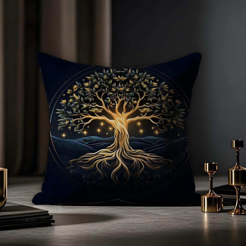 

Tree Of Life Cushion Plant Floral Cushion Cover Anti-dustmite Pillowcase Invisible Zipper Silky Short Plush Sofa Cushion Cover 30cmx30cm