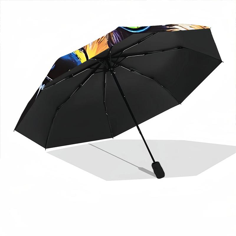 1pc Raccoon Art Automatic Folding Umbrella Portable Collapsible Umbrella for All Seasons, 8-Rib Durable Construction, Perfect Gift 031