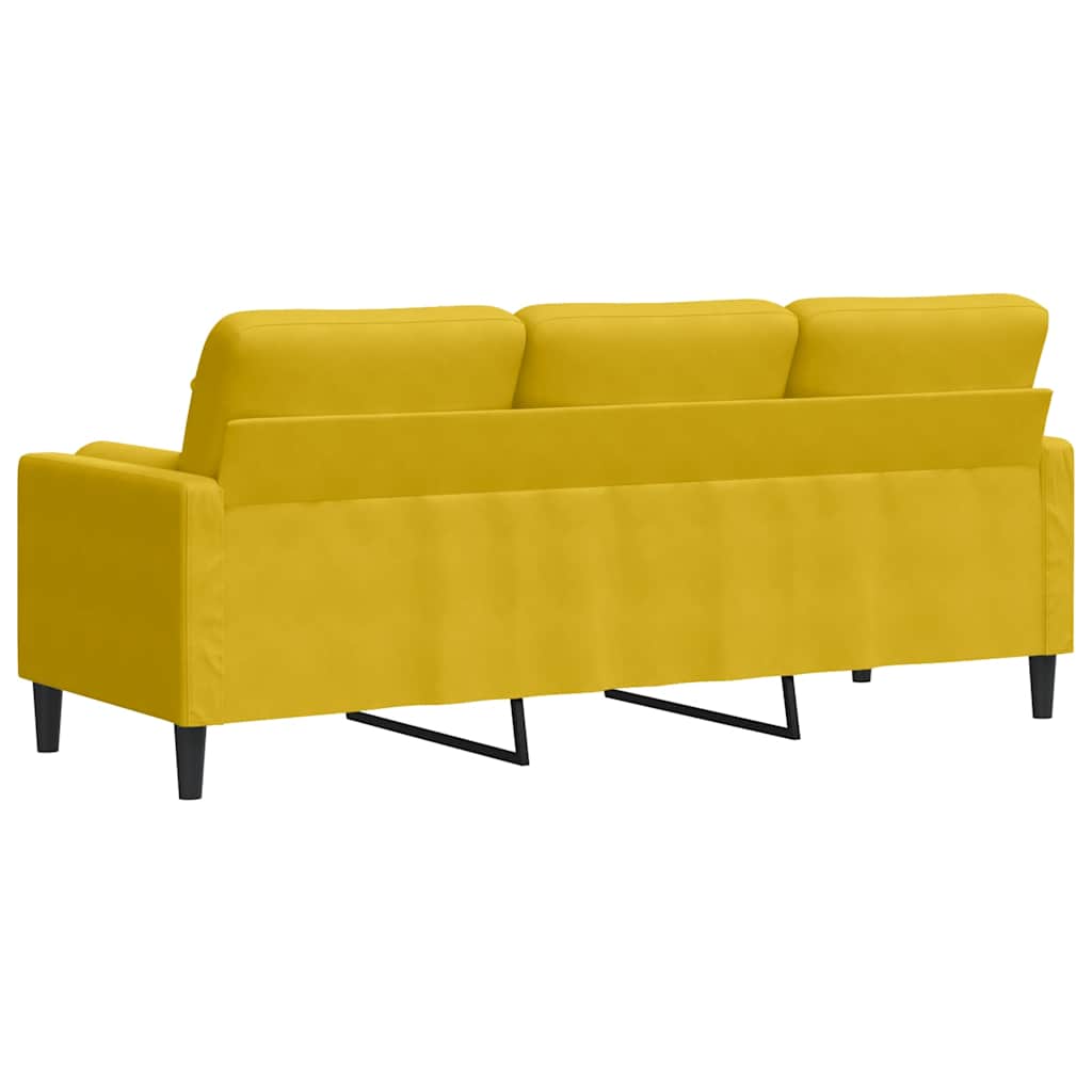 3 Seater Sofa with Decorative Cushions Yellow 180 Cm Velvet