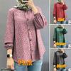 Plus Size Women's New Fashion Puffed Sleeve Floral Shirt