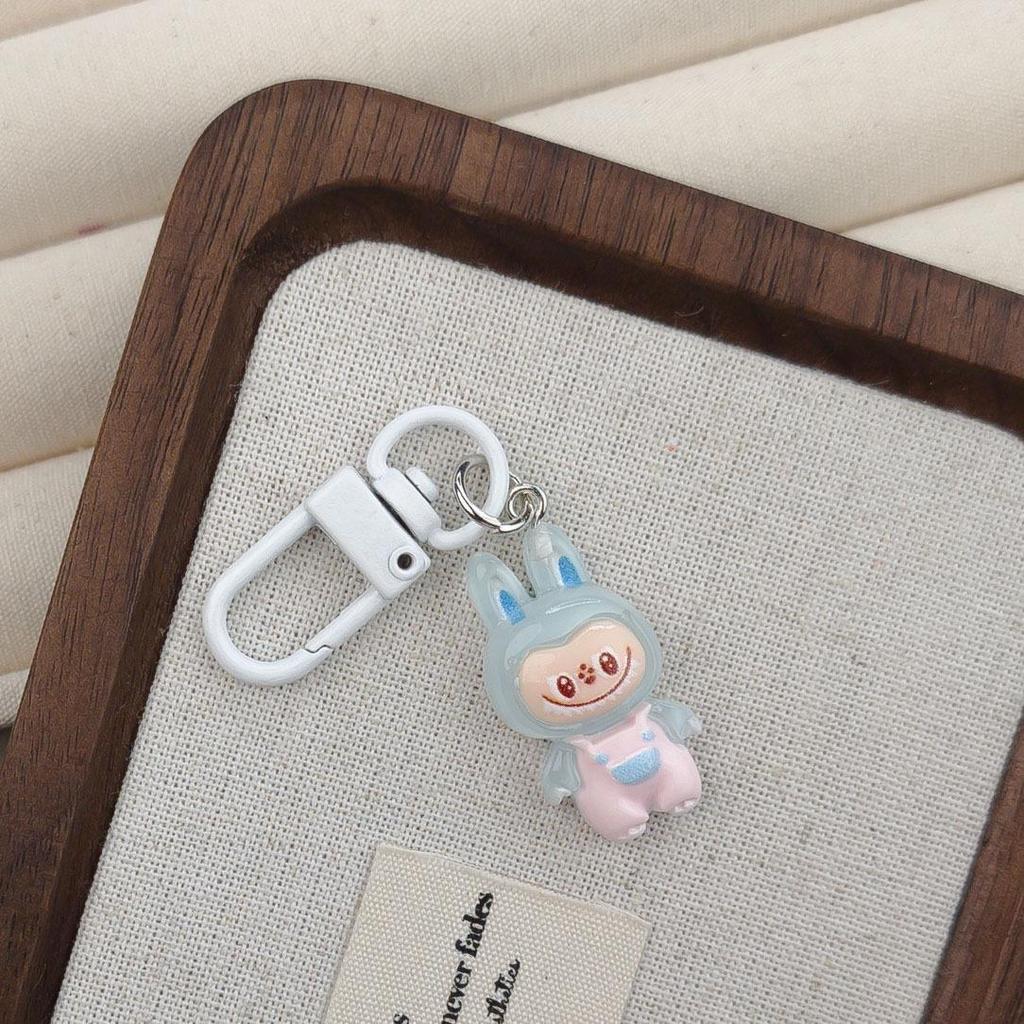 White Buckle I37 Overalls Keychain: Cute Doll Pendant & Elf Bag Charm Gift