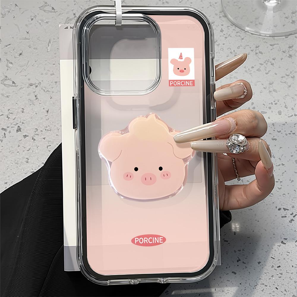 Cute pink pig West Highland is suitable for iPhone17ProMax transparent mobile phone protective case 16/15 simple niche