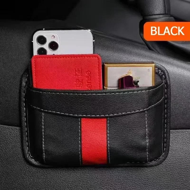 Car Leather Storage Bag Small Debris Organizer Hanging Cell Phone Mobile Bag for Stowing Tidying Charging Universal Accessories