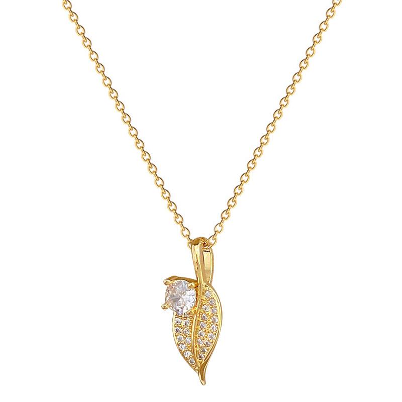 One Leaf To Get Rich Light Luxury Temperament Gorgeous Full Diamond Necklace Female Versatile Collarbone Chain Titanium Steel Chain