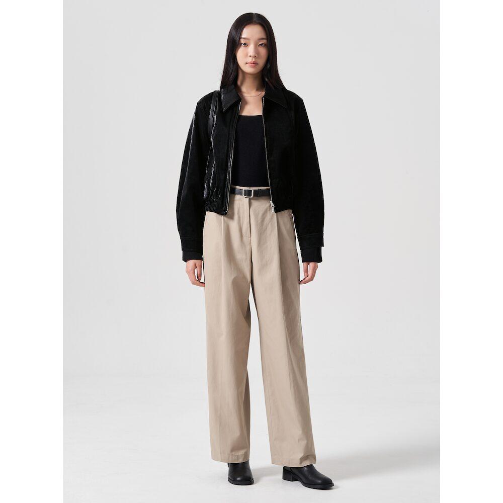 8SECONDS Straight Cotton Belted Pants Beige