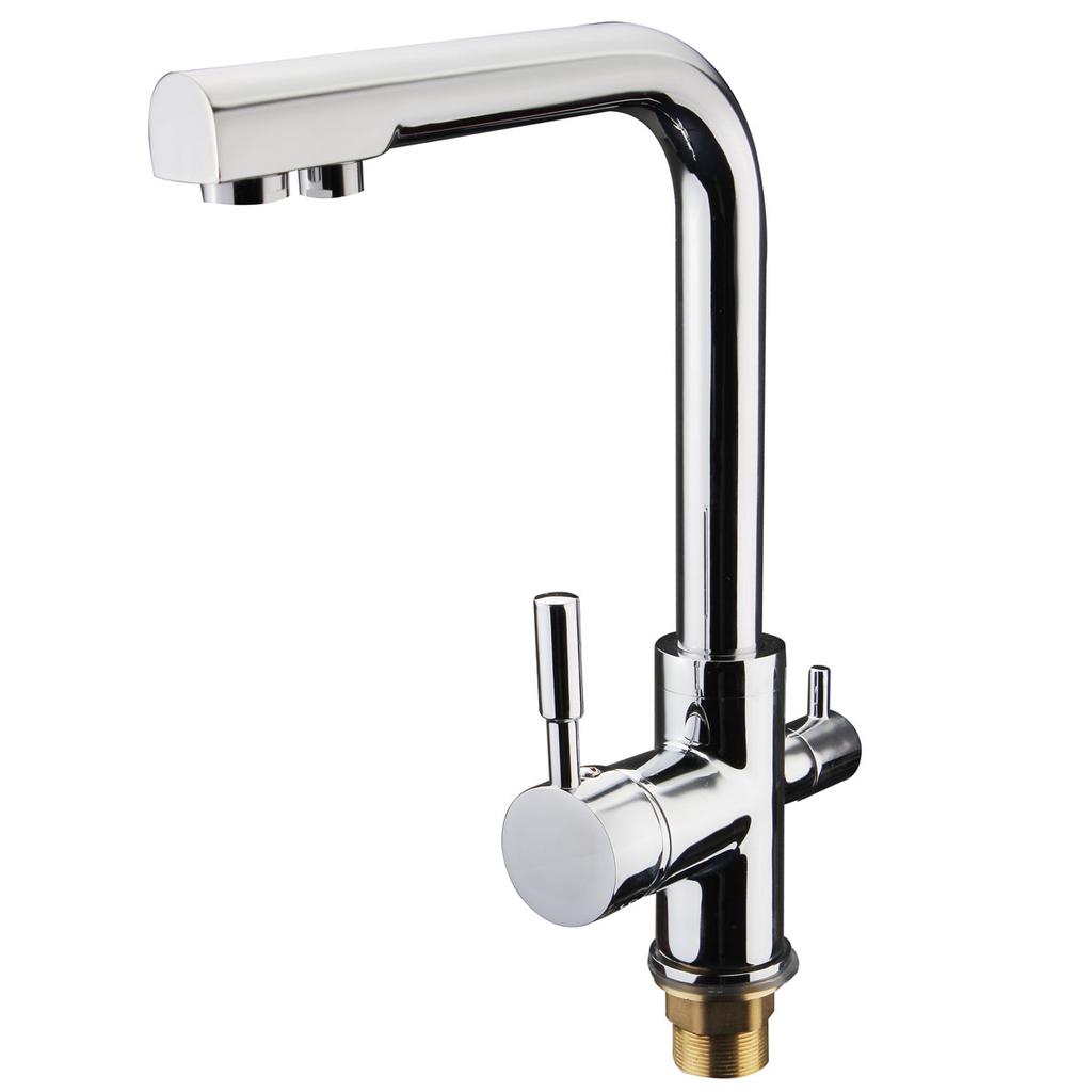 Dual Handles Kitchen Sink Faucet Pure Water Filter Mixer Tap Chrome Brassd