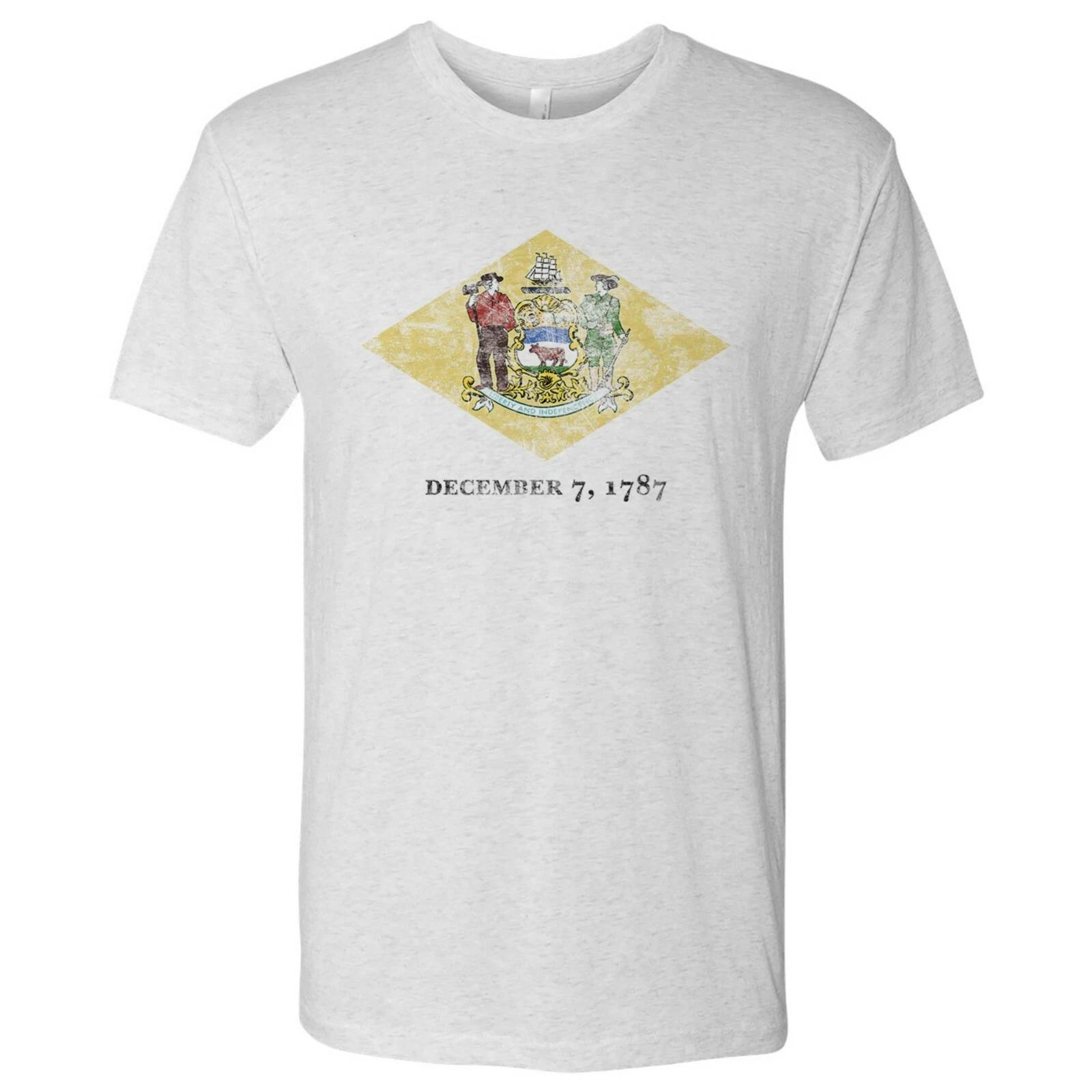 Delaware Flag State Pride Hometown Triblend Mens T-Shirt. - Heather White S