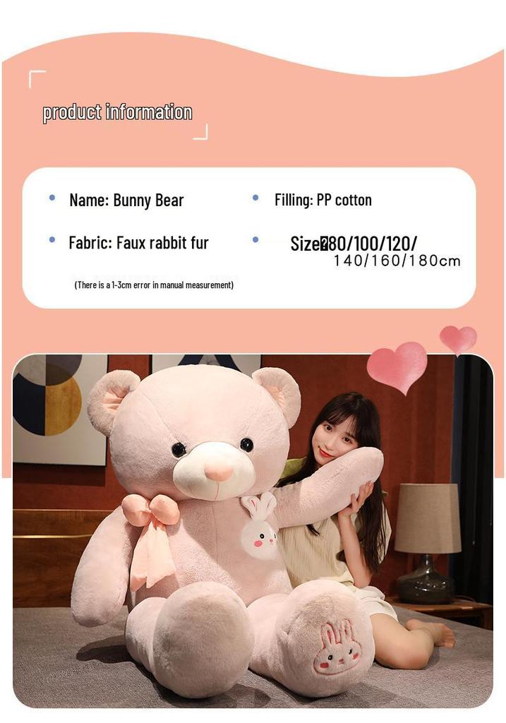 Large Bowknot Bunny Plush Toy - Valentine's Day Gift for Girls