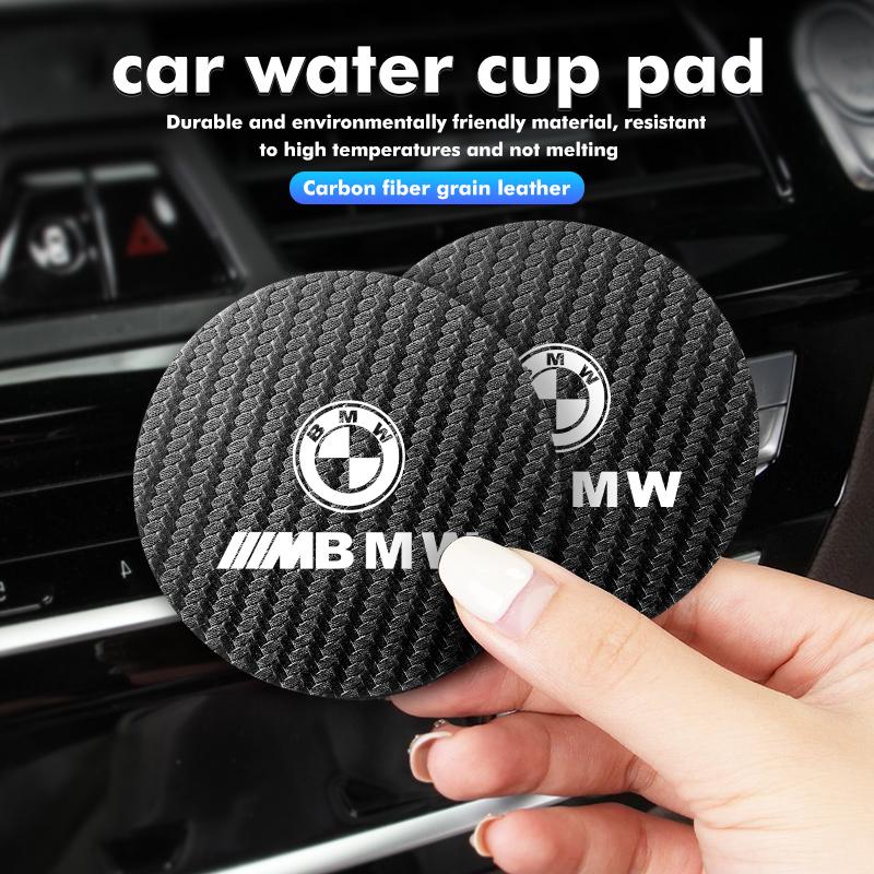 OOYR4 Carbon Fiber Car Coaster Water Cup Mat Drink Anti-slip Pad For BMW M Performance Alpina M3 M5 M6 X1 X3 X4 X5 G20
