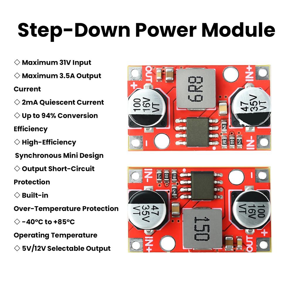 Mini Buck Converter DC to DC Step-Down Converter High Efficiency Voltage Regulator 7-31V to 5V/12V 3.5A Buck Converter LowRipple