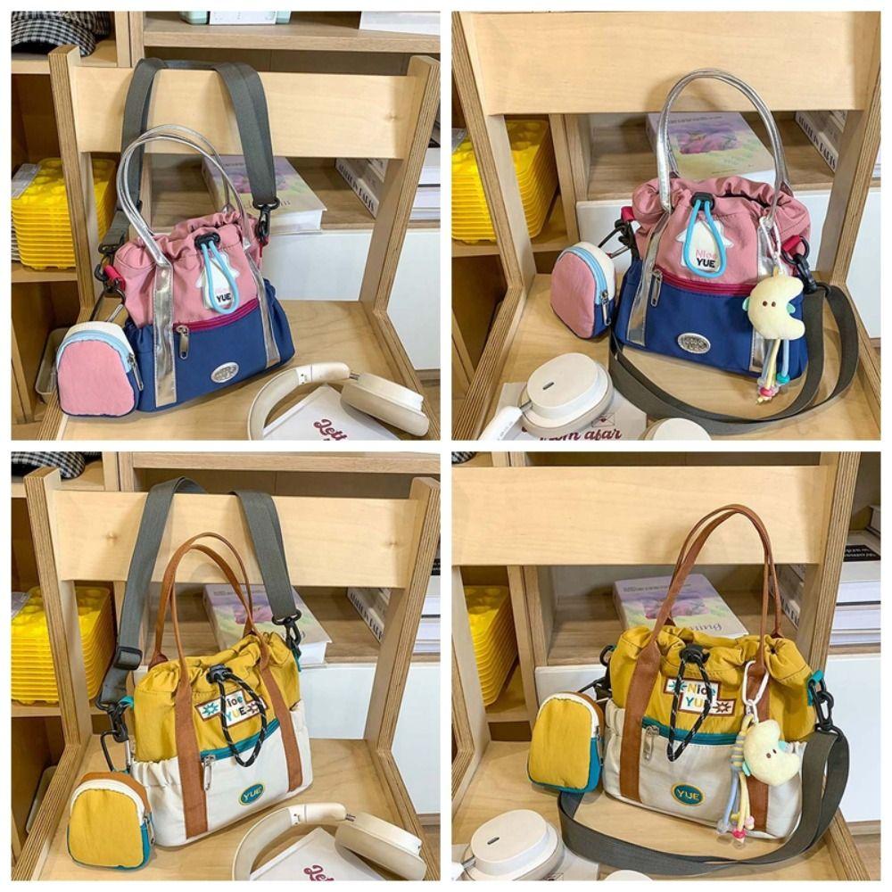 Portable Mountaineering Crossbody Bag Embroidery Drawstring Bucket Cloth Bag  Couple