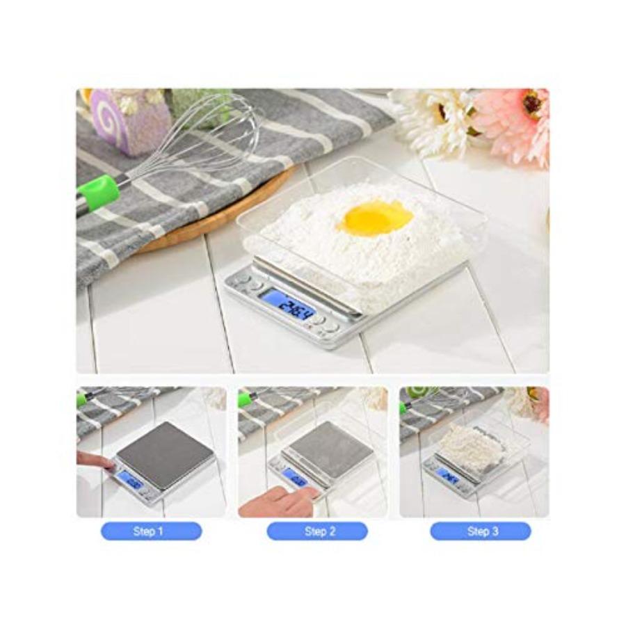 LCD Digital Scale 3kg 0.1g Electronic Weighing Scale Mini Precision Grams Weight Balance Scale for Kitchen in Stainless Steel B