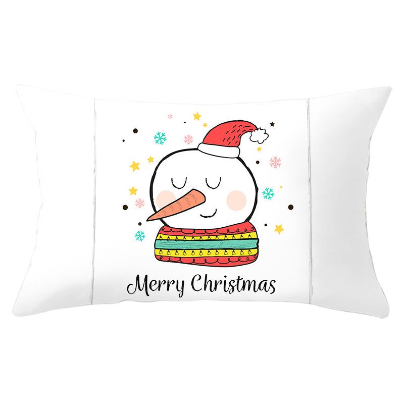 New Christmas Peach Skin Lumbar Pillowcase Cartoon Print Series Sofa Cushion Cover Throw Pillow Cover