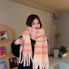 Stripe Pattern Long Tassel Scarves Soft Thickened Shawl Wrap Retro Winter Cashmere Scarf  Women