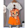 2026 Summer  Children's Set Cartoon Lion Print Short-sleeved Shirt Shorts Comfortable, Soft, Breathable, Lightweight and