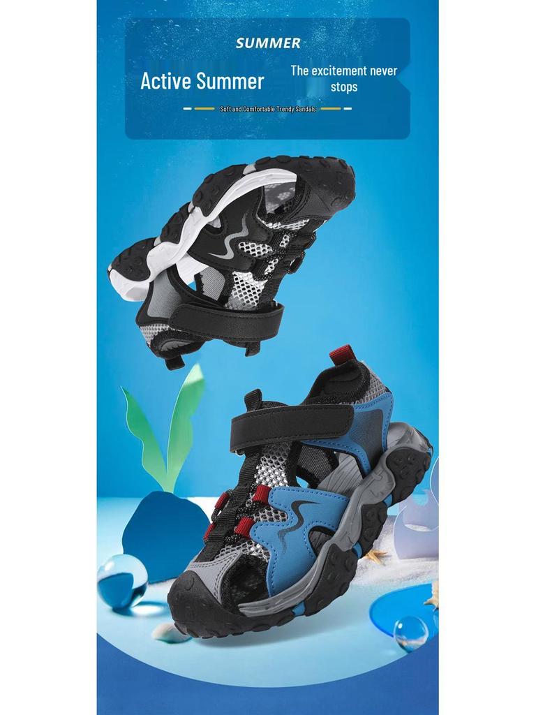 Boys' Summer 2026 Breathable Non-Slip Closed-Toe Sports Sandals with Soft Soles