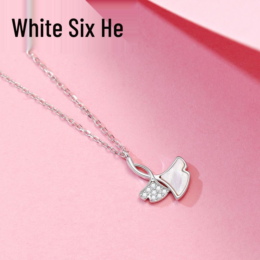 S925 Sterling Silver Ginkgo Leaf & Mother-of-Pearl Necklace, Luxurious & Elegant Design for Women, Versatile Clavicle Chain Pendant.