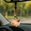 Flower Wooden Pig Keychain Beads Car Keyring Cartoon Carved Pig Dolls Pendant  Students