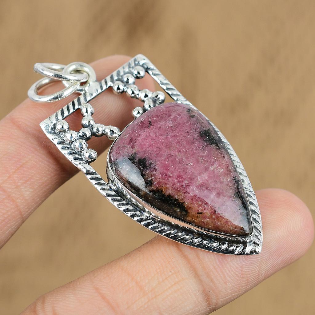 Gift For Women Jewelry Pendant 925 Sterling Silver Natural Rhodonite Gemstone