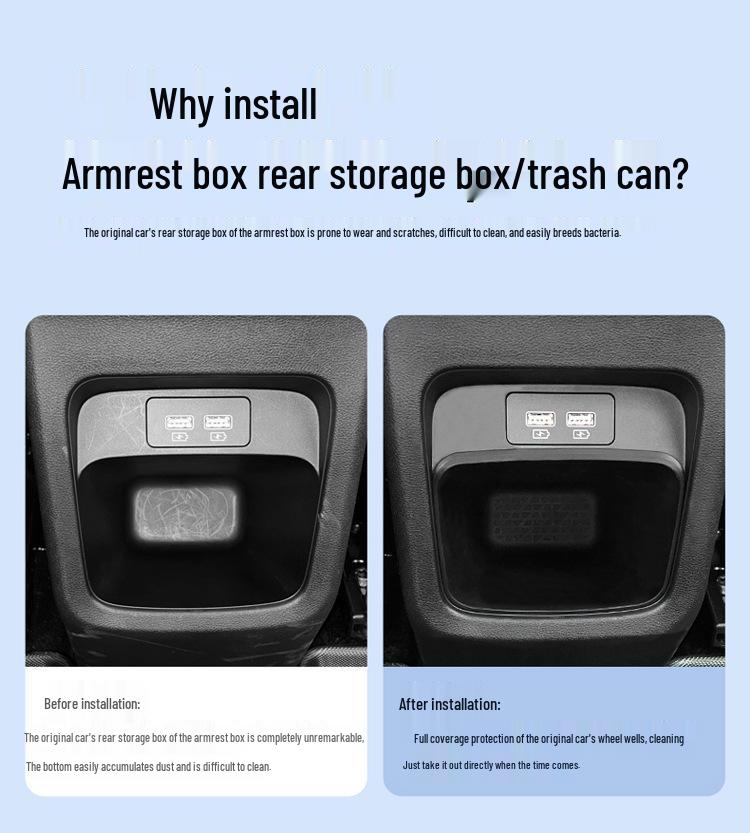 Armrest Rear Storage Box for 24 BYD Yuan Models - Car Interior Organizer