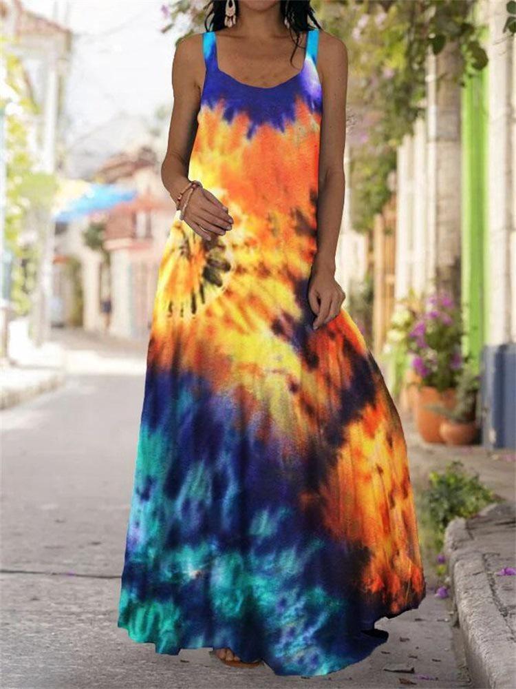 2025 Bohemian Off Shoulder Strapless 3D Tie Dye Dress