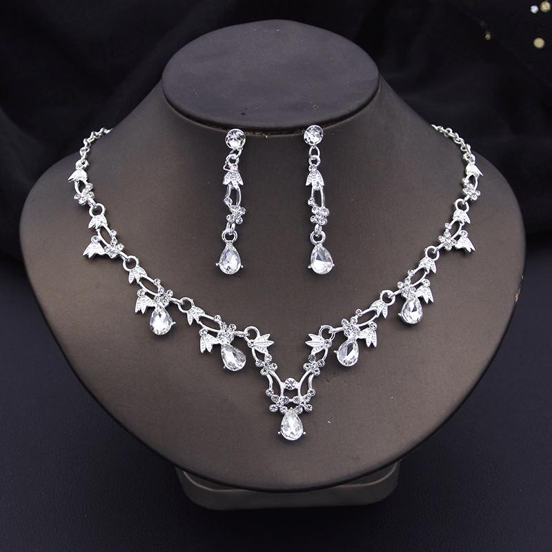 African Bridal Jewelry Sets for Women Fashion Flower Choker Necklace Set Wedding Necklaces and Earrings Costume Accessories