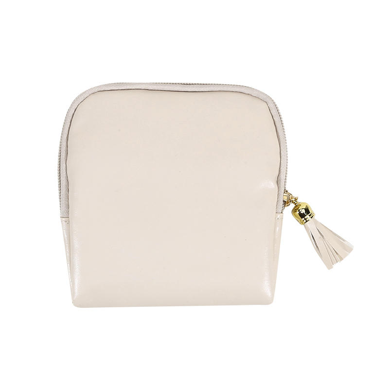 

Tassel Jewelry Packing Bag PU Leather Earrings Bracelet Jewelry Storage Case Large Capacity Organizer Mini Cosmetic Bag Gift бежевий