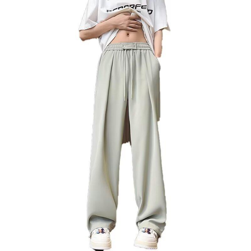 Pantaloni casual drepți noi de vară pentru bărbați, pantaloni largi cu picior lat