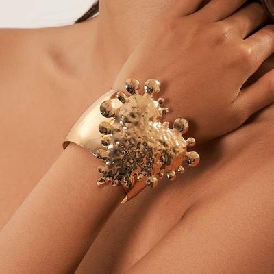 PuRui Punk Culoare Aur Design Creativ Unic Brățară Față Larg Deschisă pentru Femei Petrecere Banchet Brățară Y2K Accesorii Zircon