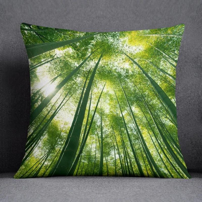 Bamboo Forest Pattern Series Pillow Gift Home Office Decoration Bedroom Sofa Car Cushion Cover Case