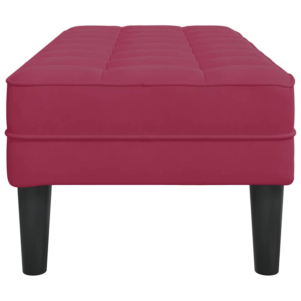 Red Wine Velvet Ottoman with Cushion 113 x 57 x 39 cm