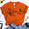 Butterfly Live Laugh Love Print Summer Casual T-shirts For Women Creative O Neck Short-sleeved T-shirts Fashion Ladies T-shirt
