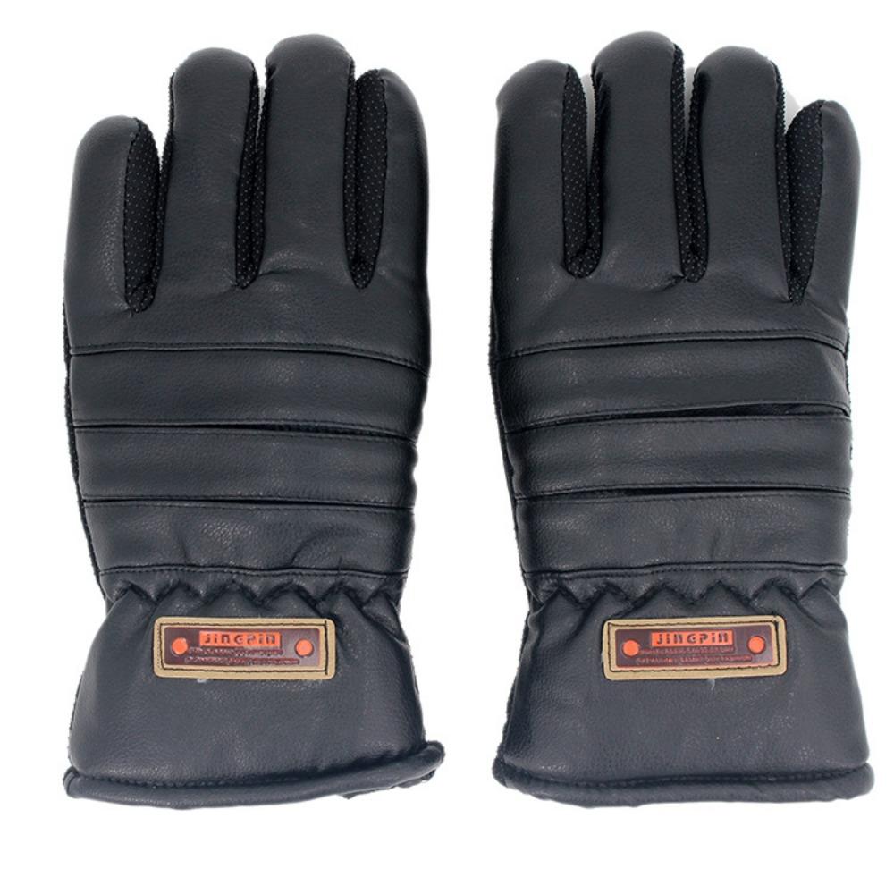 

Зимние утепленные теплые мужские ПУ перчатки флисовые повседневные флисовые большие хлопковые перчатки велосипедные перчатки цельные one size fits all чёрный