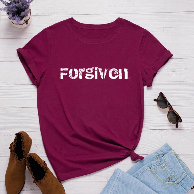 Forgiven Letter Print Women T Shirt Short Sleeve O Neck Loose Women Tshirt Ladies Tee Shirt Tops Clothes Camisetas Mujer
