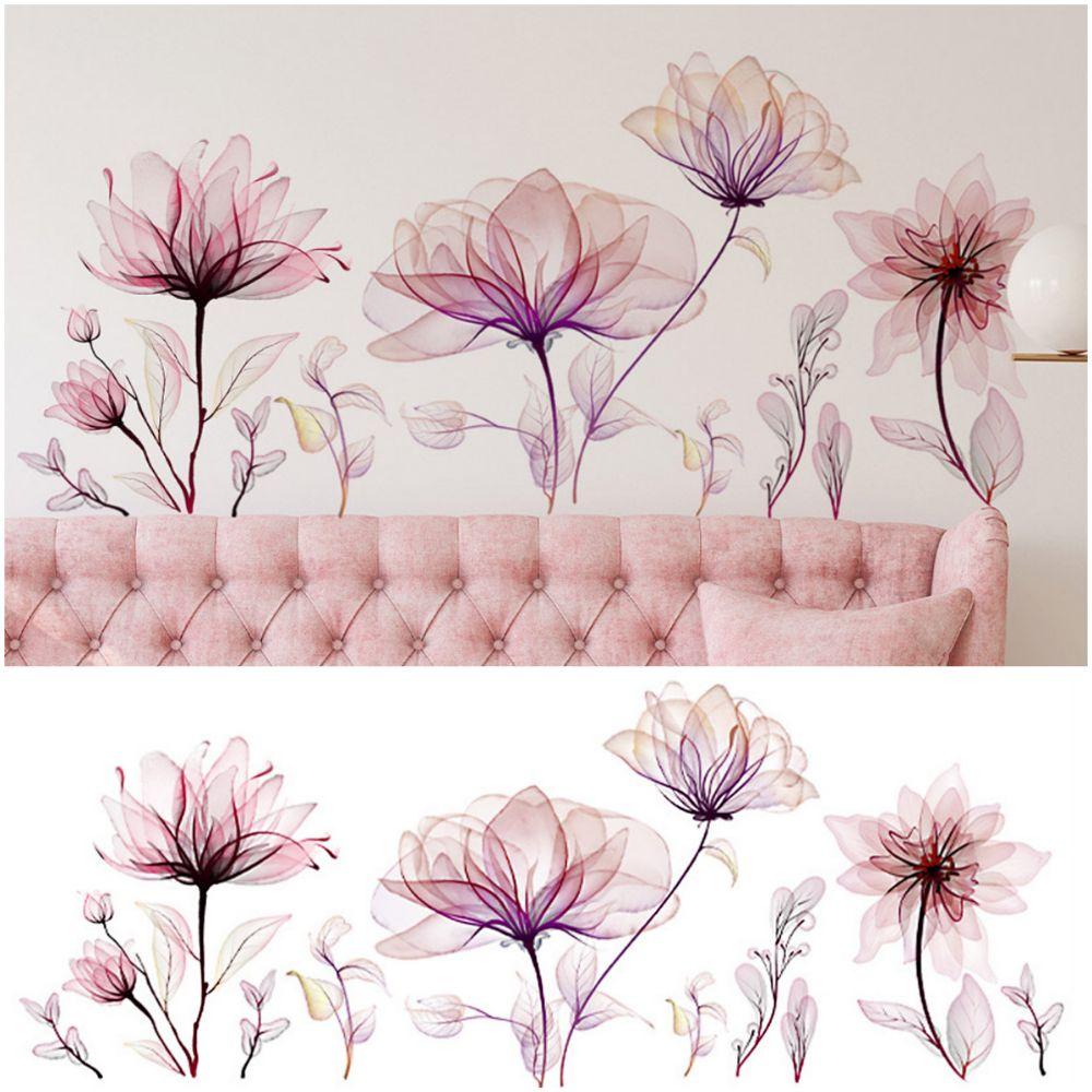 Kreativer Rosa Blumen Wandaufkleber DIY Selbstklebender Dekorativer Aufkleber Wasserdicht Schöne Abziehbilder Schlafzimmer Wohnzimmer