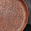 Round Shape Red Copper Cheese Tray,Retro Engraving Hammer Texture Home Portable Food Plate,Snack Fruit Disc Table Decorationk