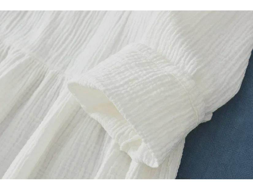 V-Neck Linen Double-Layer Swing Dress - Spring/Summer Retro Style