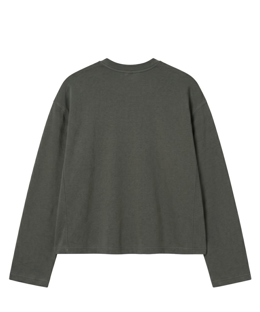 Noming Loose Fit Cropped Pigment Long Sleeve - Khaki