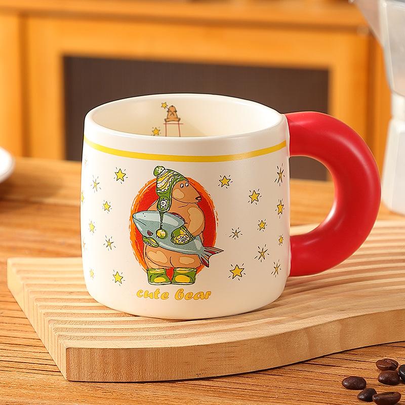 

Кружка в стиле ретро Nordic Bear Milk, милая креативная подарочная кофейная керамическая чашка, подарочная чашка 401-500ml