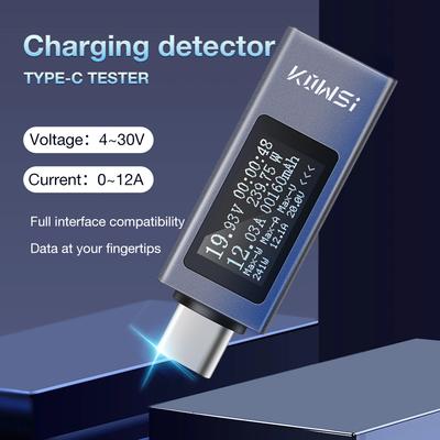 DC 4-30V 0-12A Τύπου C Δοκιμαστής KWS-2301C Ψηφιακό Βολτόμετρο Αμπερόμετρο Ανιχνευτής Φόρτισης Κινητού Τηλεφώνου Οθόνη LED Μετρητής Τάσης Ισχύος