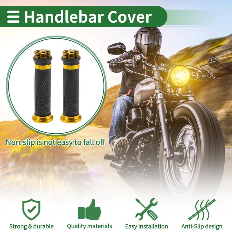 Motoforti Universal Motorcycle Hand Grips Cover Rubber Aluminum Alloy Handlebar Cover for Motorcycle Scooter 1 Pair