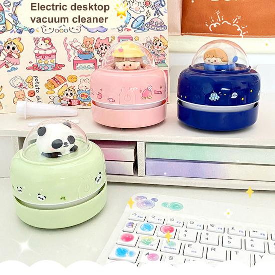 Niedlicher Cartoon-Desktop für Kinder Studenten Staubsauger Batteriebetrieben Tragbar Mini Tisch