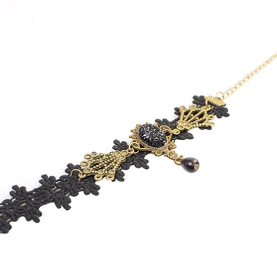 Kvinner Vintage Black Floral Lace Ankelkjede Ankel Sandal Armbånd Foot Barfoot