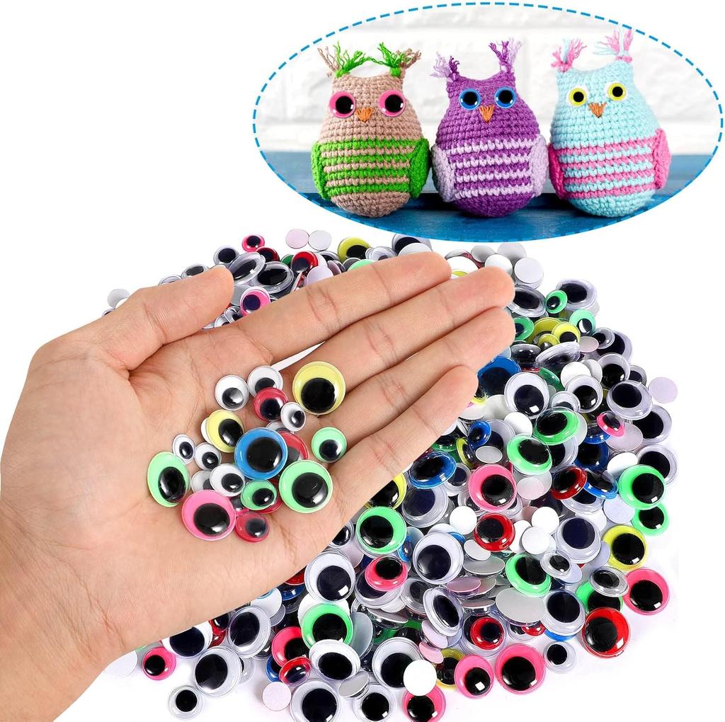 300pcs Wiggle Googly Eyes Self Adhesive for Craft Sticker Eyes 8mm To15mm Assorted Colors Round Plastic Crafts Eyes for DIY Arts