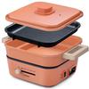 IRIS OHYAMA Hot Plate, Grill Pot, Two-Plate Ceramic Coated Pot, Flat Plate, IGU-P2-D, Orange