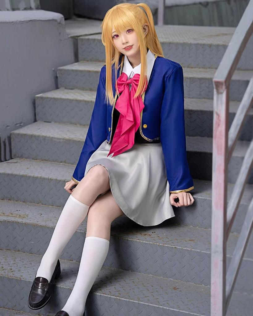 [Milky Time] Oshi no Ko Hoshino Ai, Aqua, Ruby, and Arima Kana Cosplay Halloween Anime Uniform (S, Ruby)