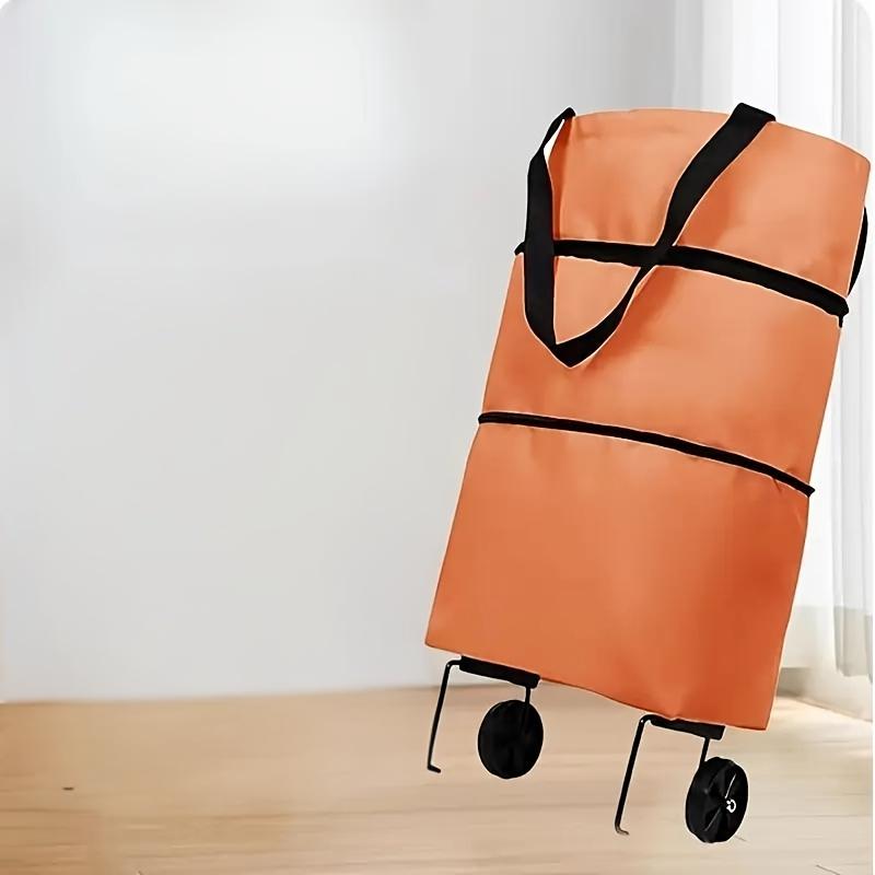 

1 шт. Складная тележка для покупок на колесах, Портативная, Большой вместимости, Сумка-тоут для продуктов, Водонепроницаемая ткань Оксфорд, Плавная молния, Прочная ручка-ремень